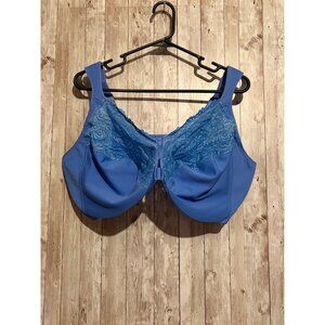 Glamorise Women's Blue Wonderwire Front-Closure Stretch Size 48G Style 1245